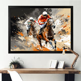 Brown Horse Racing Frenzy - Horse Racing Canvas Wall Art