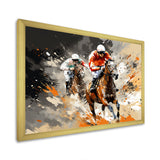 Brown Horse Racing Frenzy - Horse Racing Canvas Wall Art