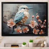 Blue floral dancing Hummingbird - Hummingbird Wall Art Prints