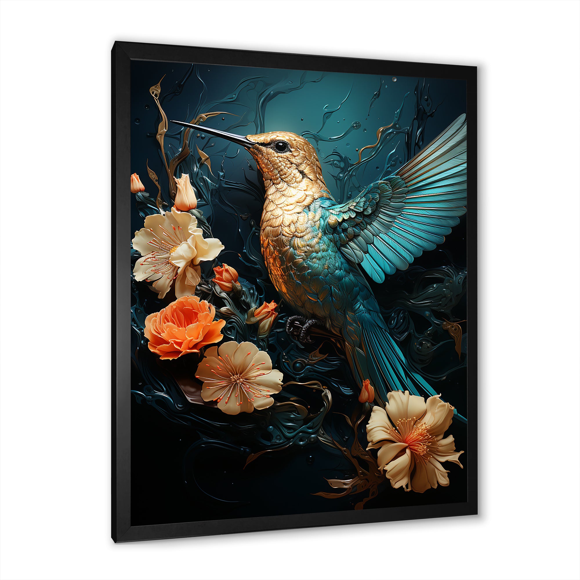 Blue Essence of Emerald Hummingbird - Hummingbird Wall Art Prints