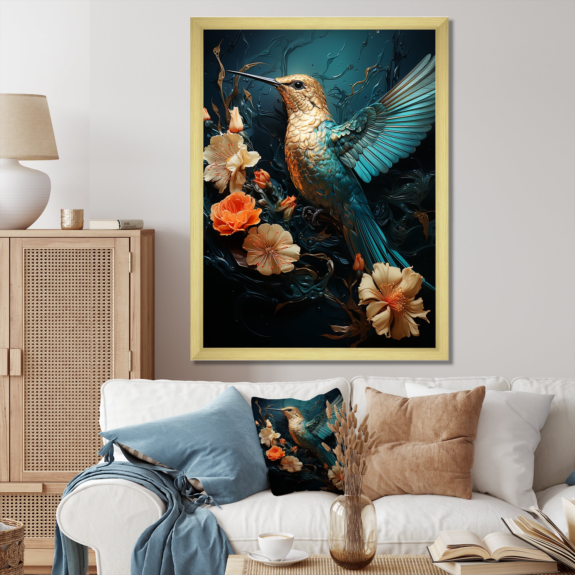 Blue Essence of Emerald Hummingbird - Hummingbird Wall Art Prints