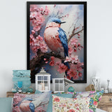 Blue bird among florals - Bird Home Decor Art