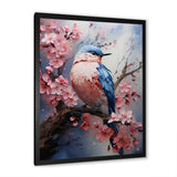 Blue bird among florals - Bird Home Decor Art