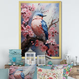 Blue bird among florals - Bird Home Decor Art
