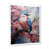 Blue bird among florals - Bird Home Decor Art