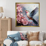 Floral Flight hummingbird - Hummingbird Living Room Wall Art