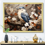 Blue floral Ethereal bird - Bird Canvas Wall Art