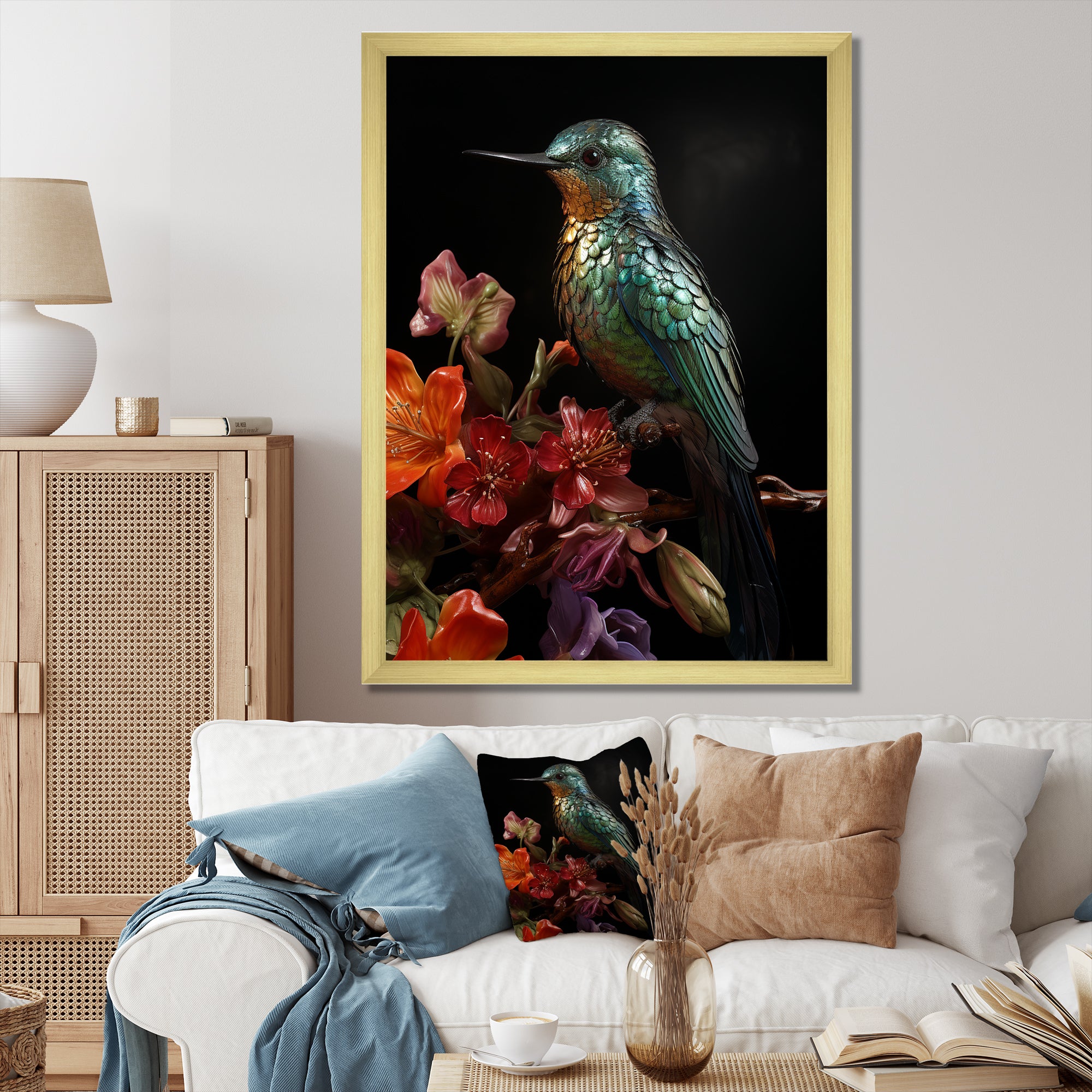 Neotropical blue Hummingbird - Green Hummingbird Wall Art