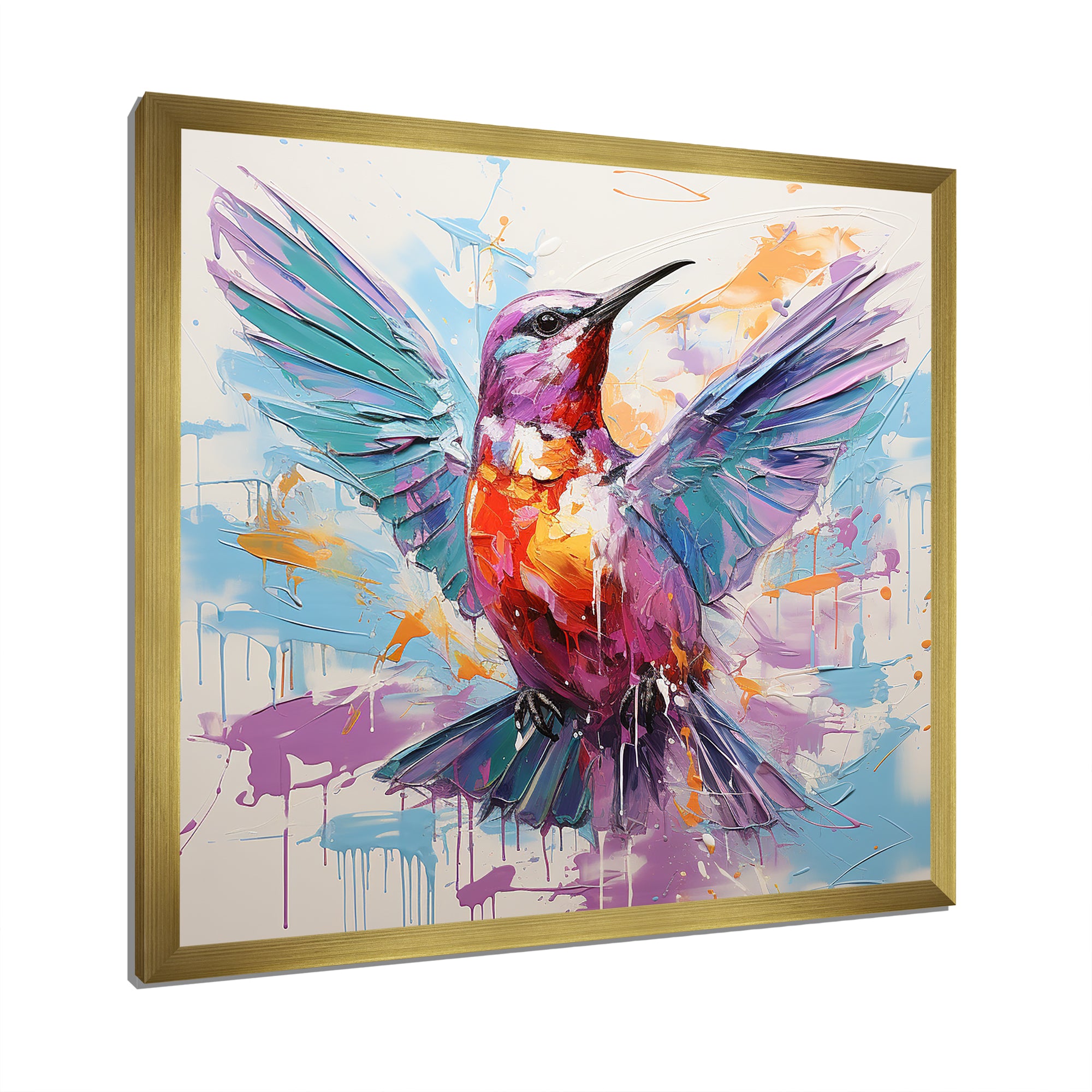 Blue and purple Vibrant hummingbird - Blue Hummingbird Wall Art