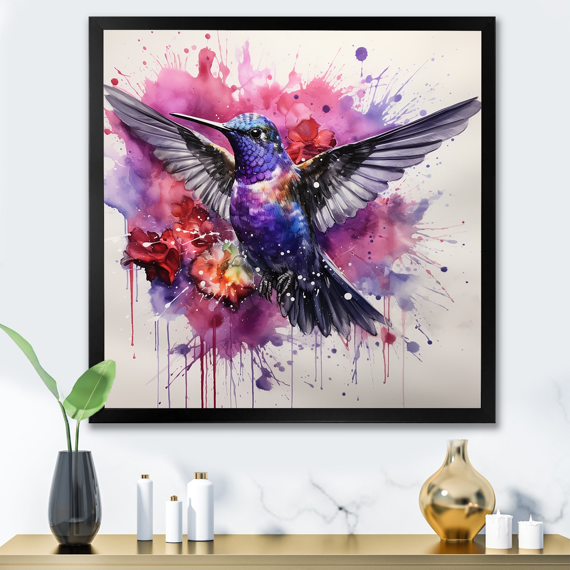 Hummingbird Fluttering Jewel - Hummingbird Living Room Wall Art