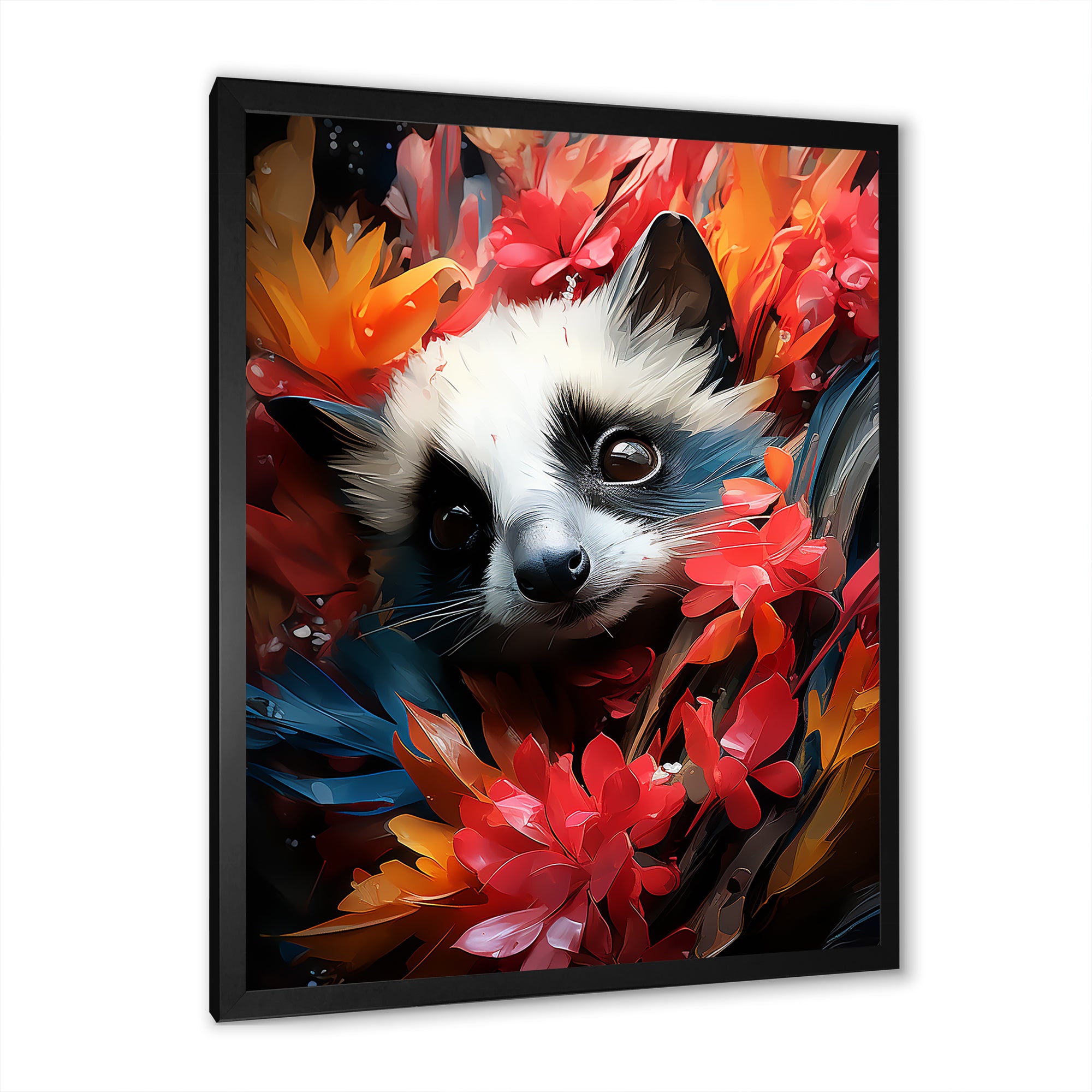 Pink and white floral Meerkat portrait - Meercat Wall Decor