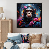 Floral Monkey warrior - Monkey Canvas Wall Art