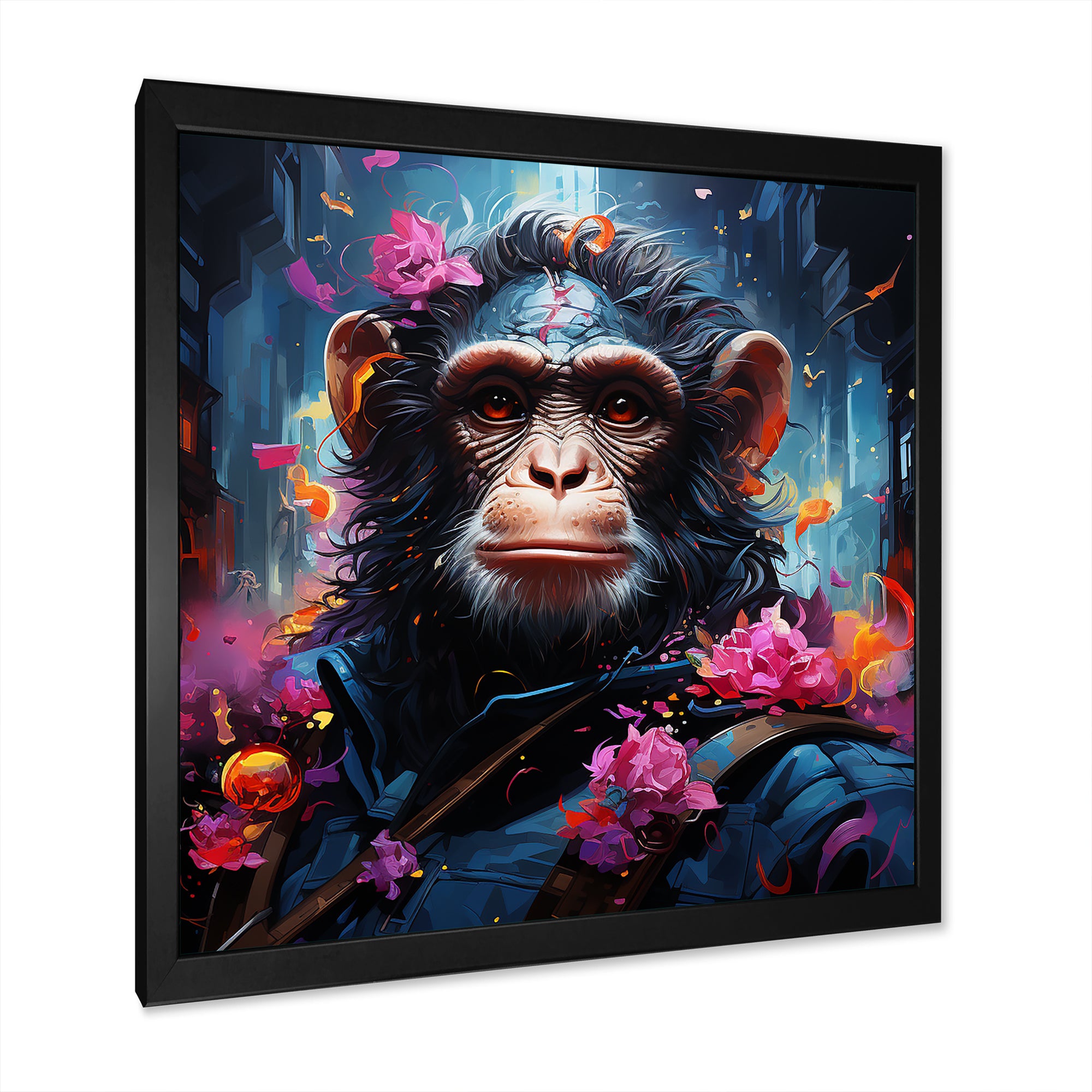 Floral Monkey warrior - Monkey Canvas Wall Art