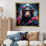 Floral Monkey warrior - Monkey Canvas Wall Art