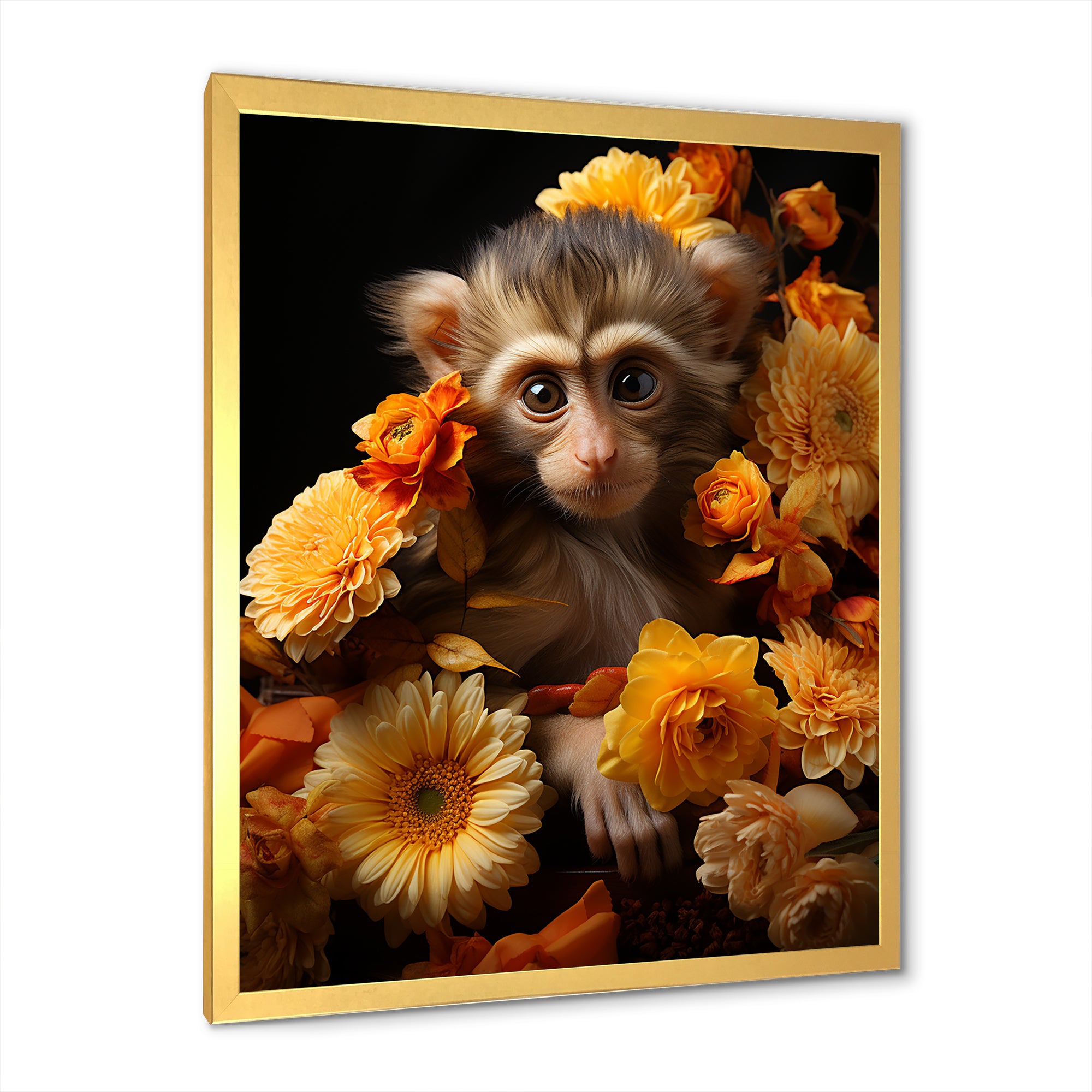 Yellow Autumn Monkey Palette - Monkey Canvas Wall Art