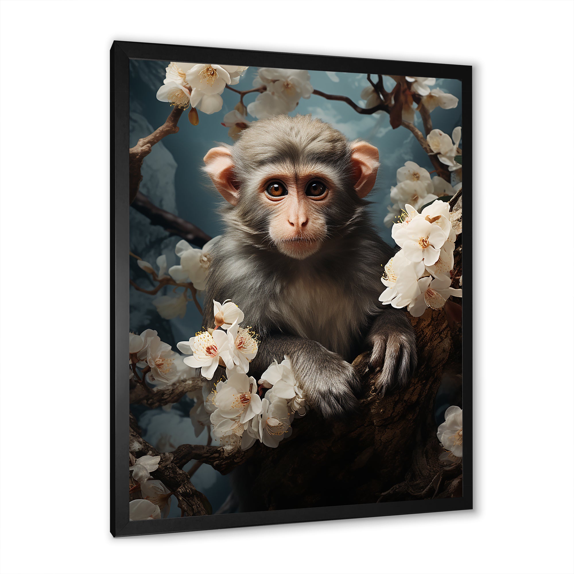 Grey Springtime floral Monkey Palette - Monkey Wall Decor