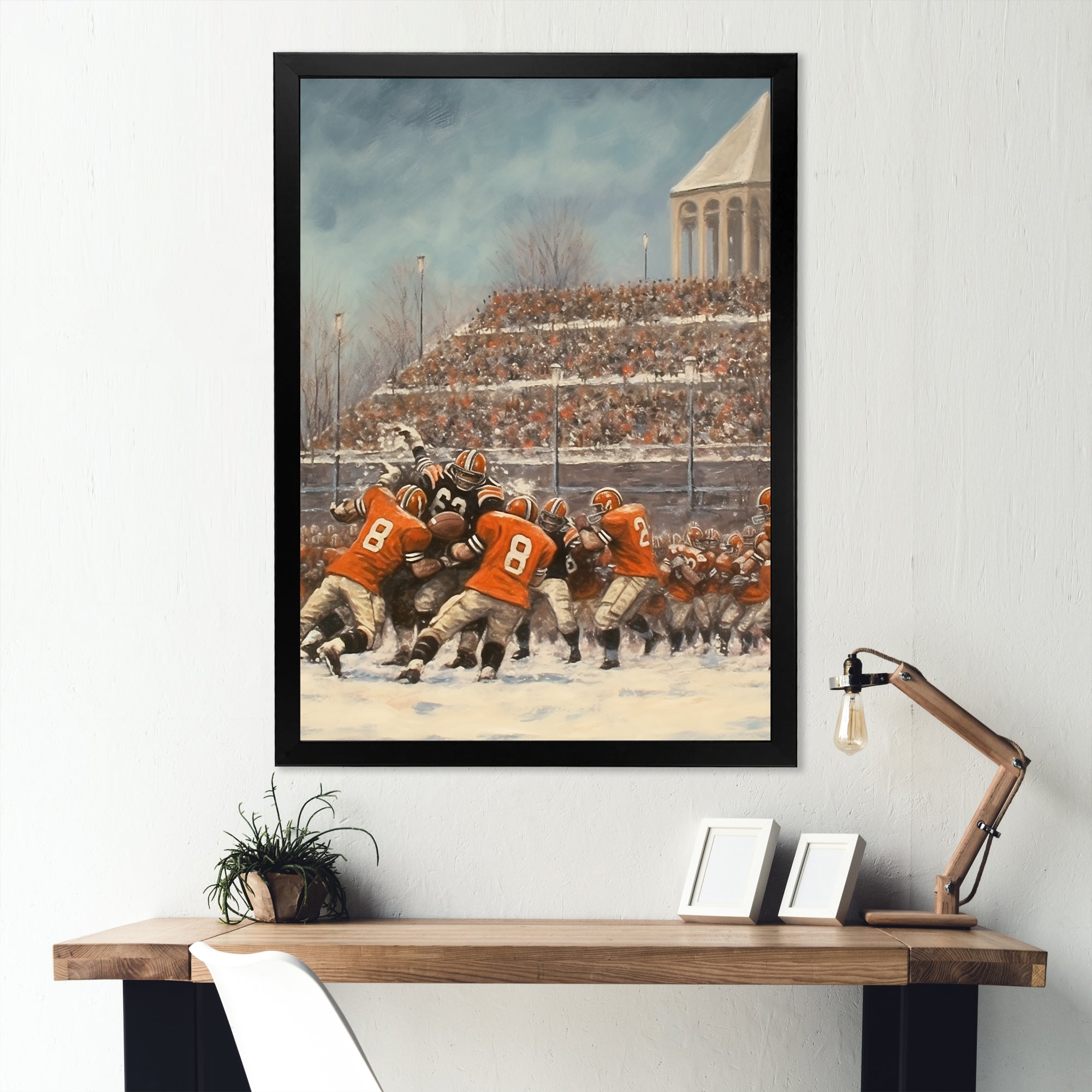 Orange 1970S Football Clash I - Football Canvas Wall Art
