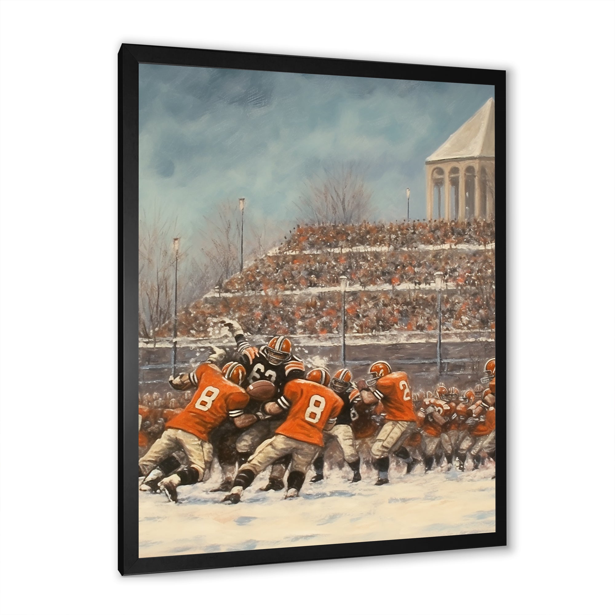 Orange 1970S Football Clash I - Football Canvas Wall Art