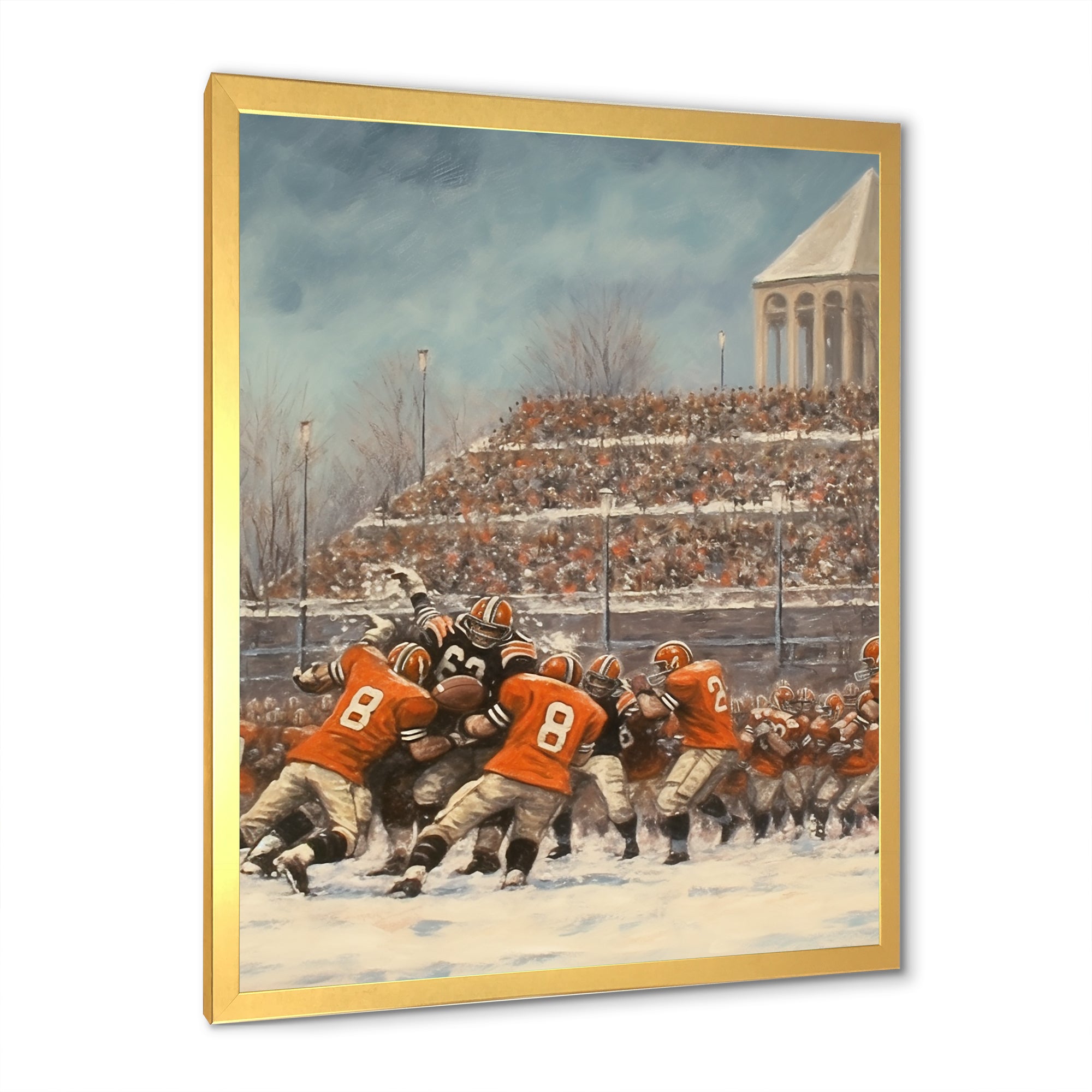 Orange 1970S Football Clash I - Football Canvas Wall Art