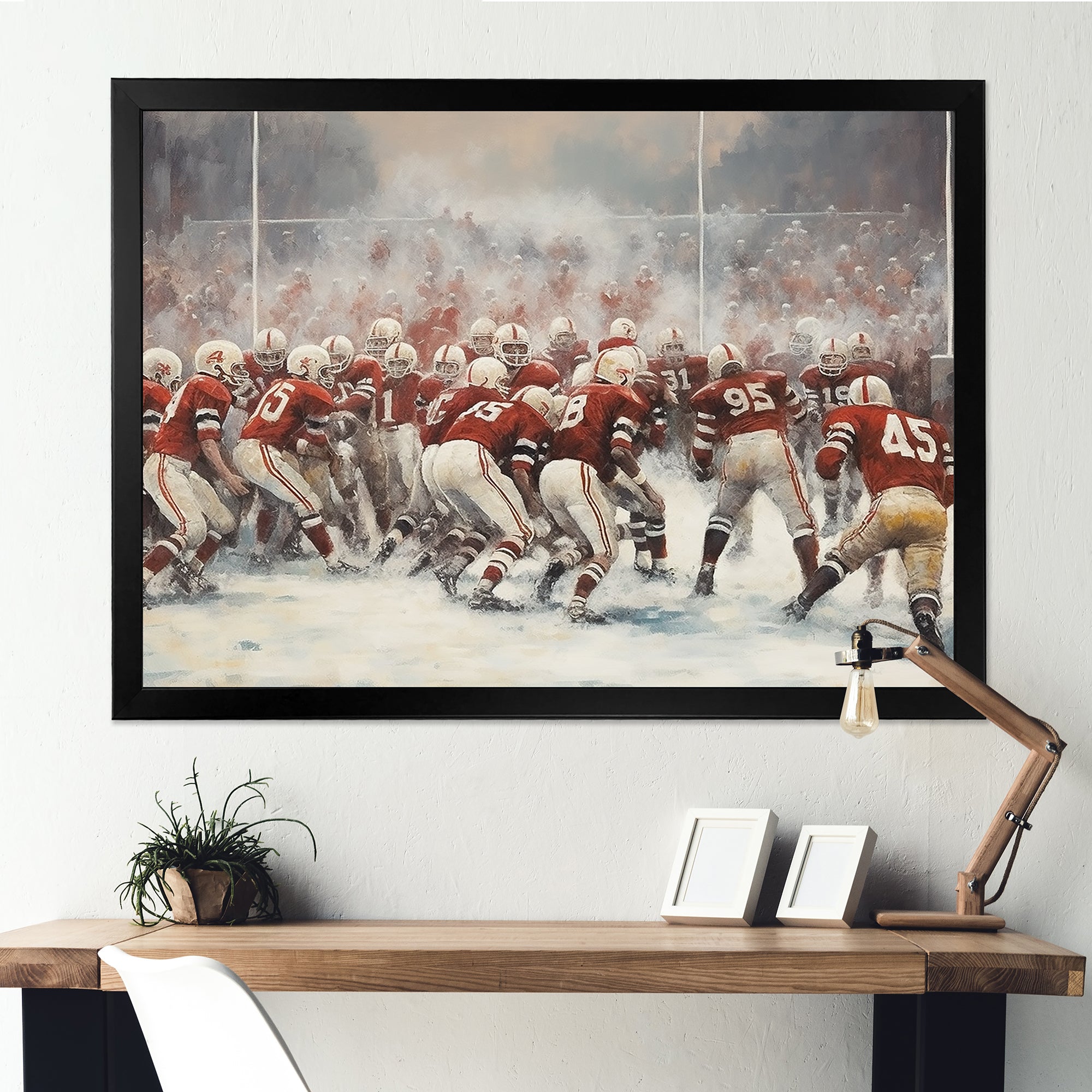 Red Sporting Football Game - Sport Football Canvas Wall Art