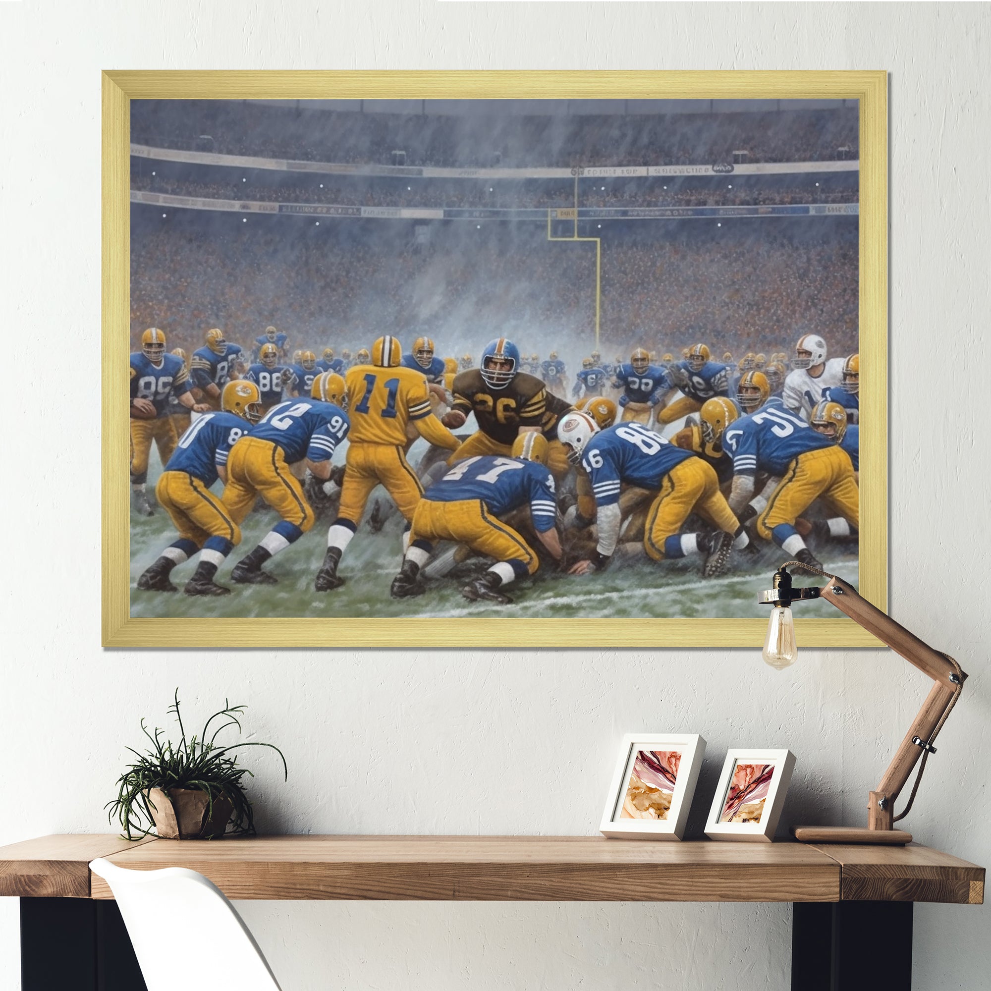 Blue Sporting Football Game - Sport Football Canvas Wall Art