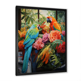Blue Parrot jungle Paradise - Parrot Framed Canvas Art