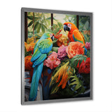 Blue Parrot jungle Paradise - Parrot Framed Canvas Art