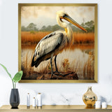 Black Pelican by the shore - Pelican Bedroom Wall Art