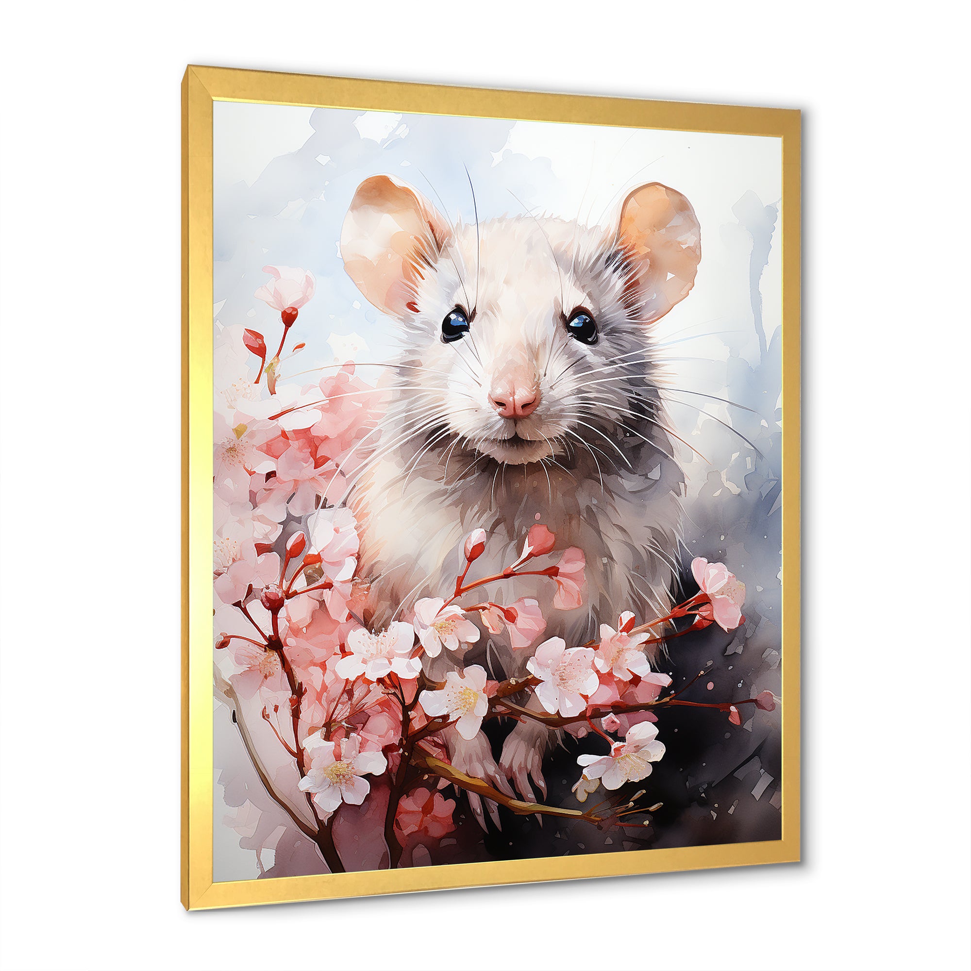Rats floral Portrait blooms - Rodent Bedroom Wall Art