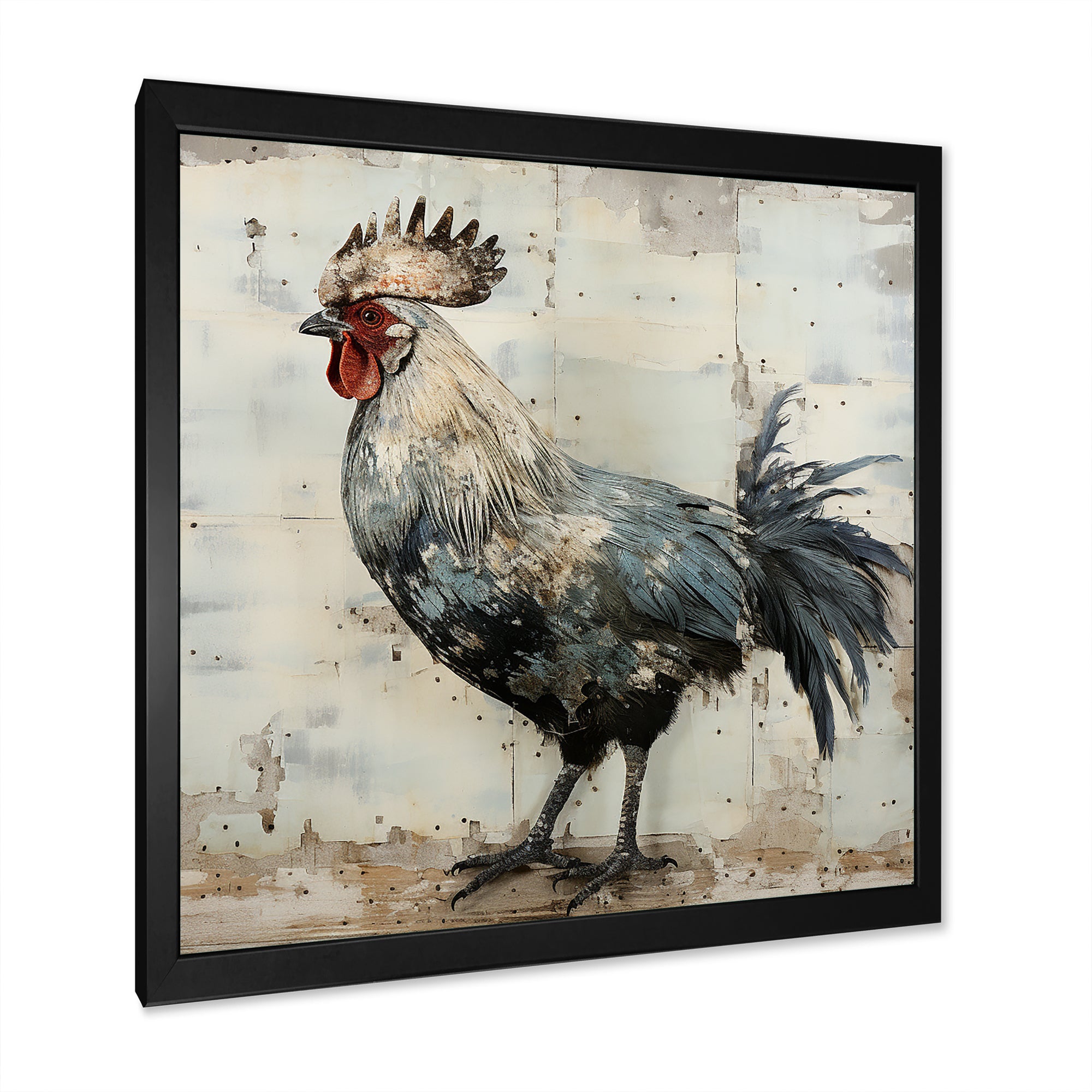 Grey Roosters Farm yard freedom - Rooster Canvas Wall Art