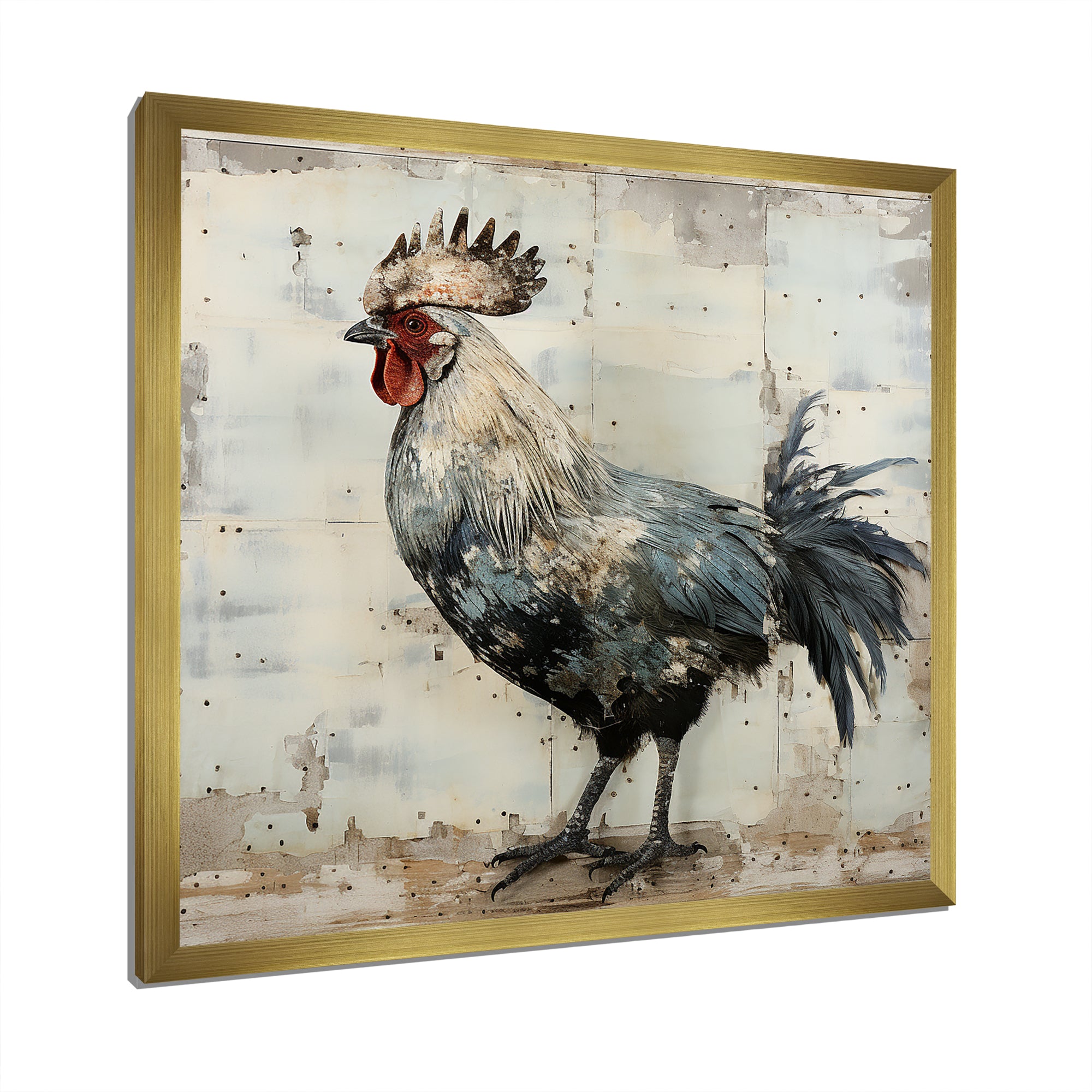 Grey Roosters Farm yard freedom - Rooster Canvas Wall Art