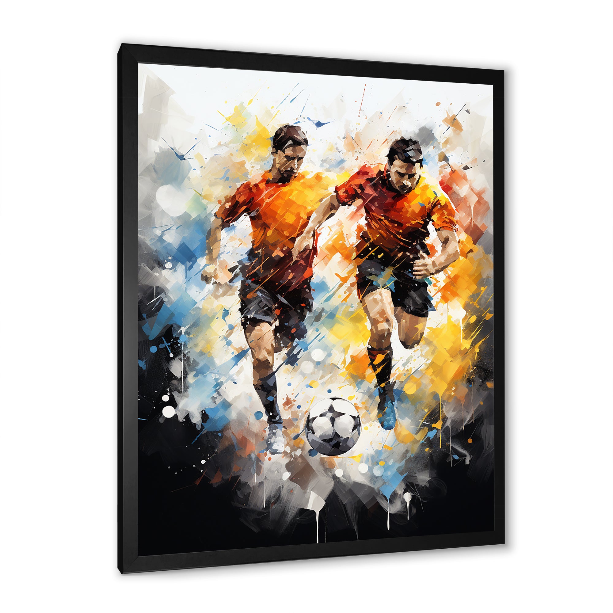Abstract Soccer Players During Game I - Soccer Canvas Wall Art