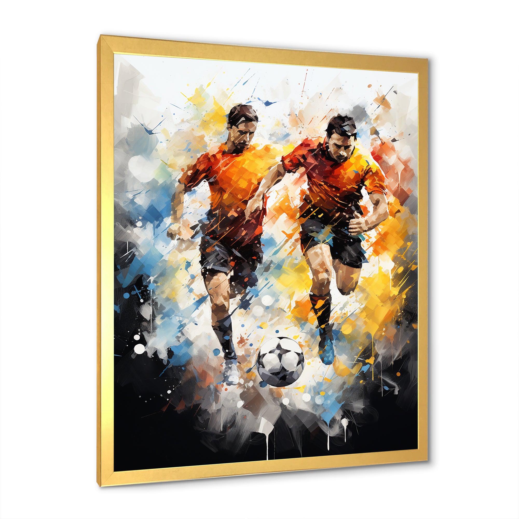 Abstract Soccer Players During Game I - Soccer Canvas Wall Art