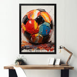 Red And Orange Soccer Ball - Soccer Canvas Wall Art