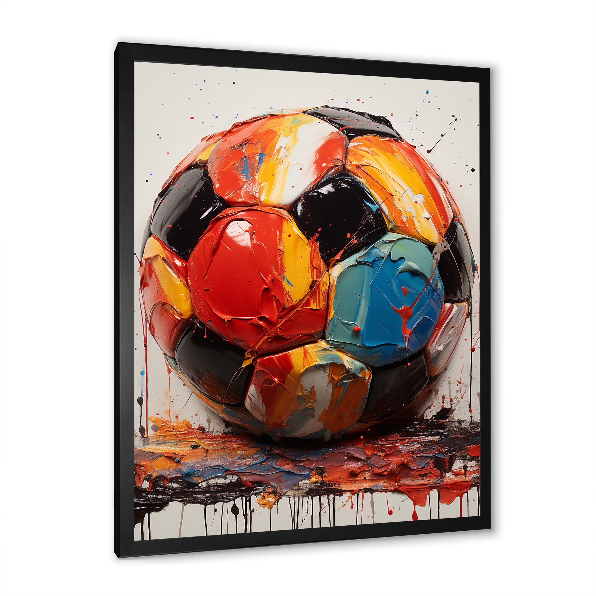 Red And Orange Soccer Ball - Soccer Canvas Wall Art