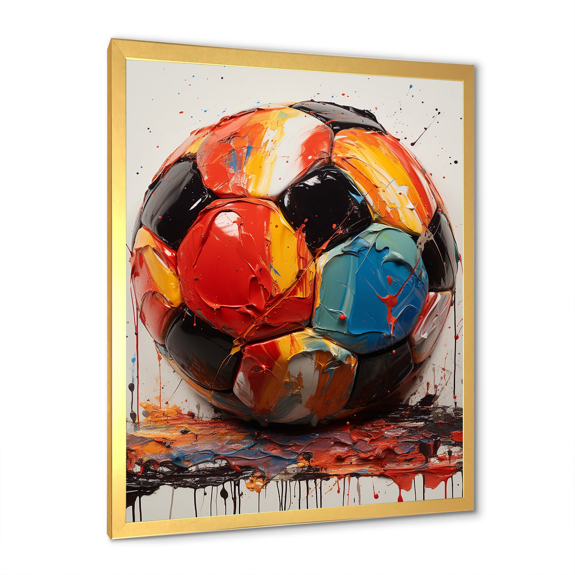Red And Orange Soccer Ball - Soccer Canvas Wall Art
