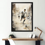 Grey Minimalist Soccer Encounter I - Soccer Canvas Wall Art