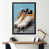 Grey And Orange Soccer Shoes - Soccer Canvas Wall Art