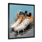 Grey And Orange Soccer Shoes - Soccer Canvas Wall Art