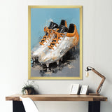 Grey And Orange Soccer Shoes - Soccer Canvas Wall Art