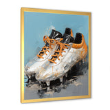 Grey And Orange Soccer Shoes - Soccer Canvas Wall Art