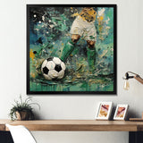 Green Abstract Soccer Player - Soccer Canvas Wall Art