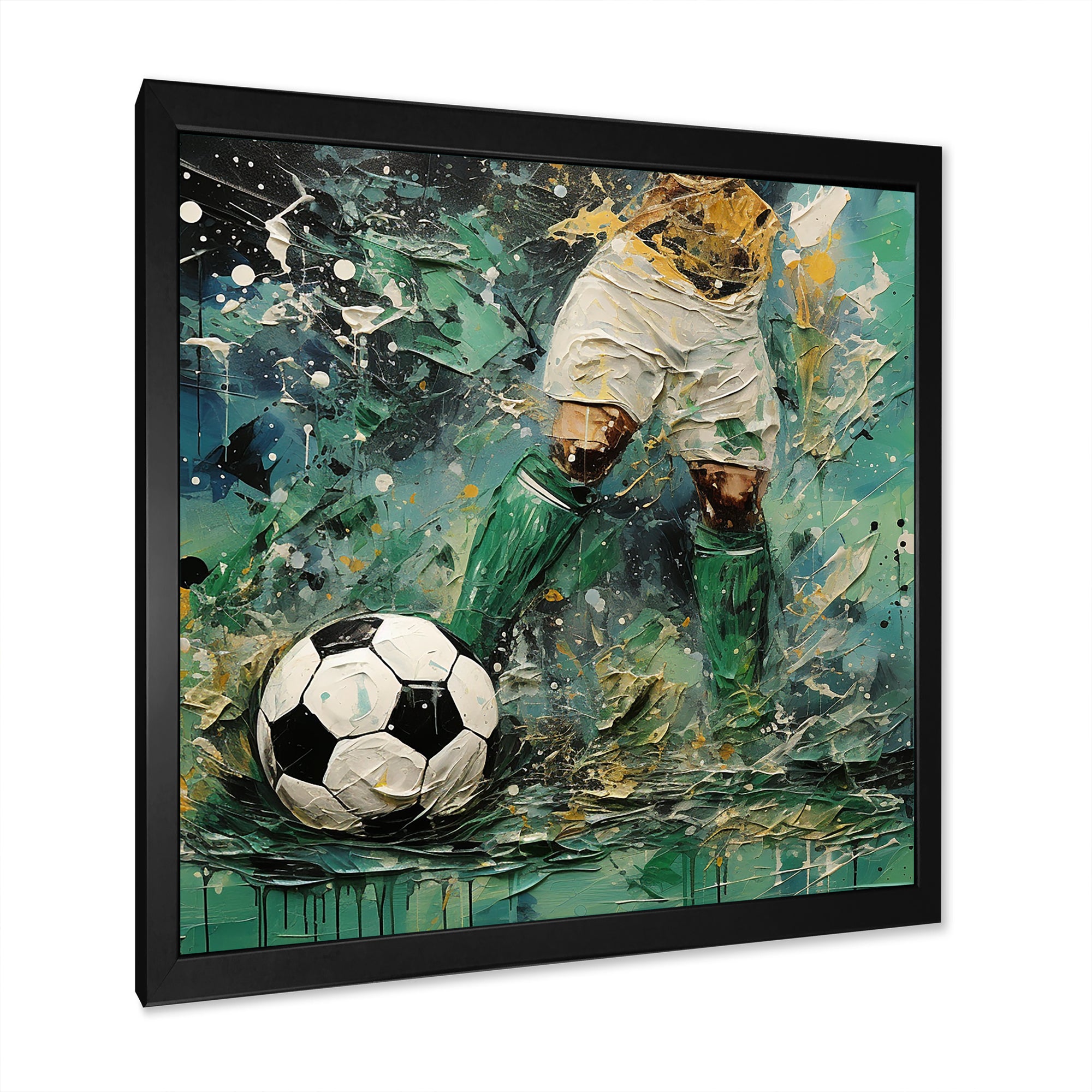 Green Abstract Soccer Player - Soccer Canvas Wall Art