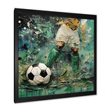 Green Abstract Soccer Player - Soccer Canvas Wall Art