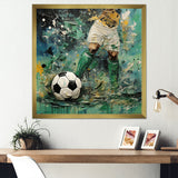 Green Abstract Soccer Player - Soccer Canvas Wall Art