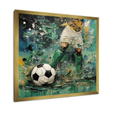 Green Abstract Soccer Player - Soccer Canvas Wall Art