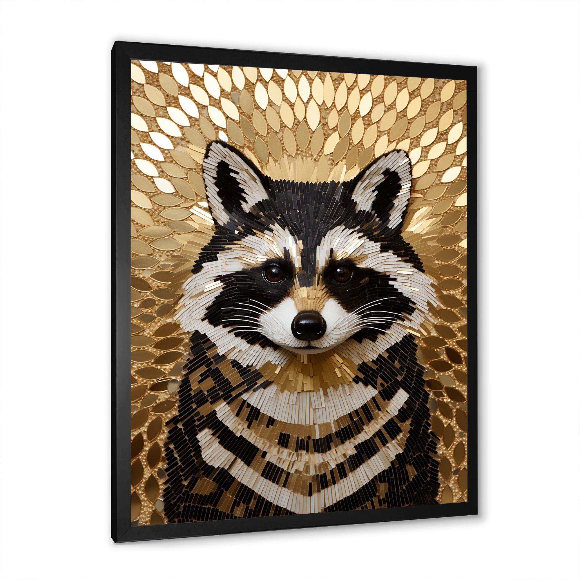 Gold and black curious racoon - Raccoon Canvas Wall Art