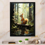 Brown and green squirrel forest acrobat - Brown Squirrel Wall Art