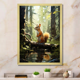 Brown and green squirrel forest acrobat - Brown Squirrel Wall Art