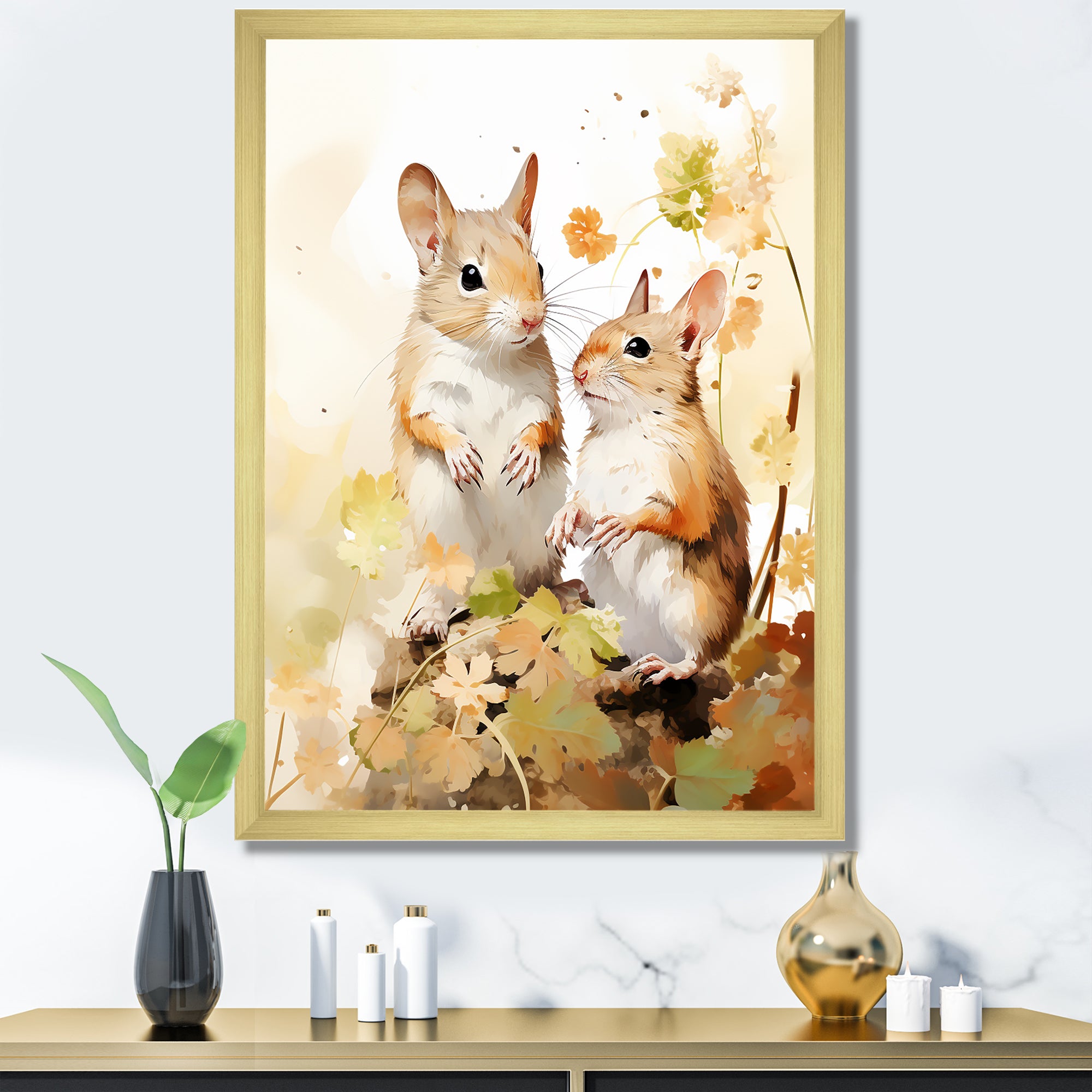 Cute Squirrel Playtime - Squirrel Bedroom Wall Art